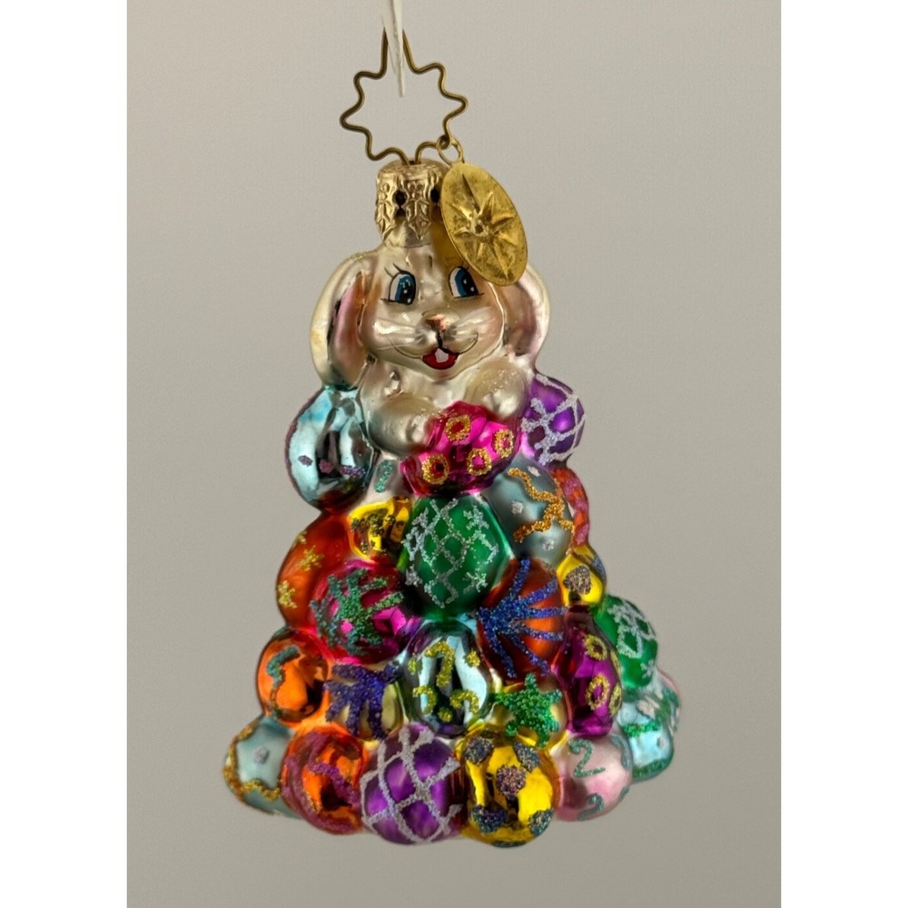 Christopher Radko High Roller Ornament Easter Bunny Rabbit Eggs‎ Little Gem